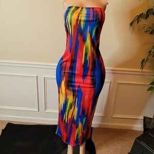 NWT Multi-Colored Fashionable Sleeveless Maxi Tube Dress for Summer